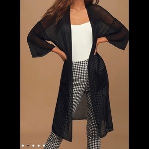 Mesh 3/4 sleeve knit cardigan